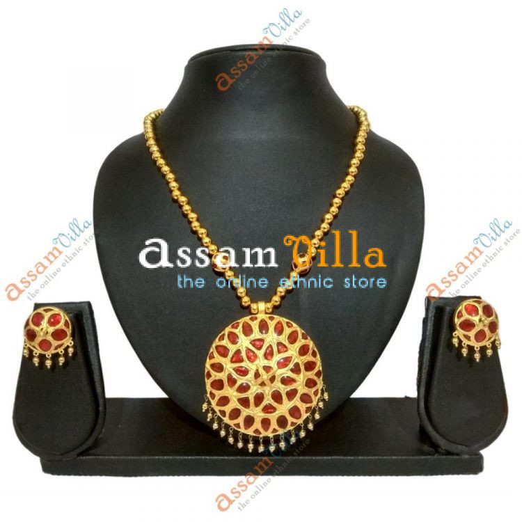 Medium Size Jaapi Pendant Assamese Jewellery Set